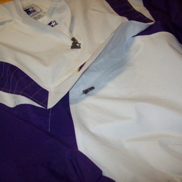 LOS ANGELES LAKERS STARTER Hooded Half Zip Jacket WHITE 2X - Picture 13 of 13